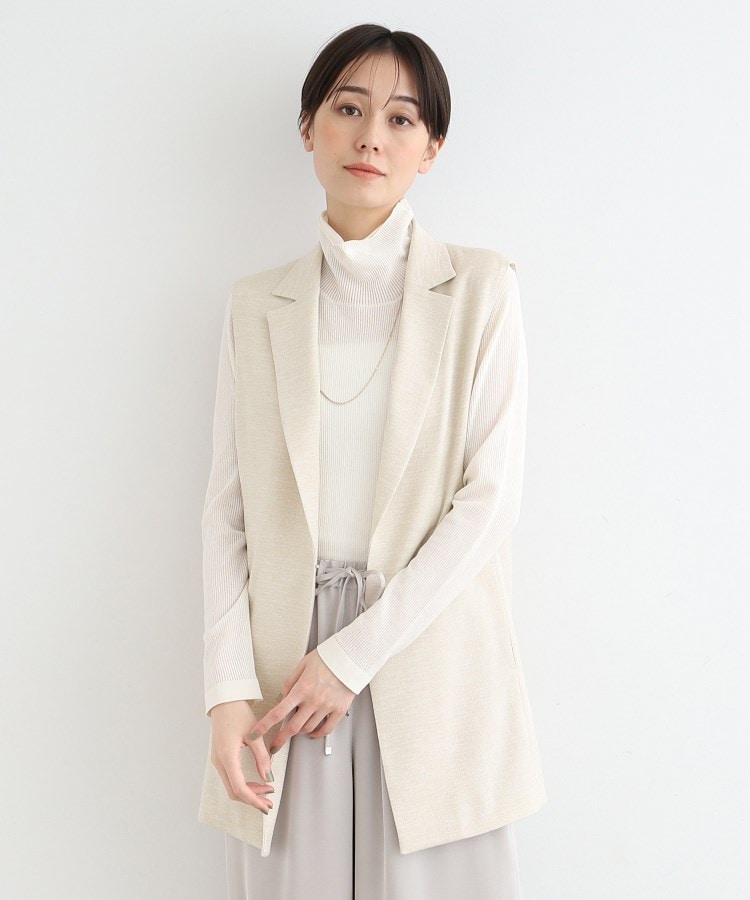 洗える/UVケア/接触冷感/SETUP可能】麻調ロングジレ 洗える/UVケア/接触冷感/SETUP可能】麻調ロングジレ