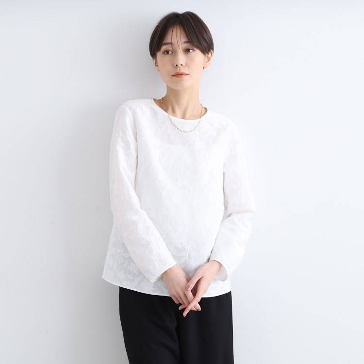 日本製/セレモニー】フラワージャカードブラウス(シャツ 日本製/セレモニー】フラワージャカードブラウス(シャツ