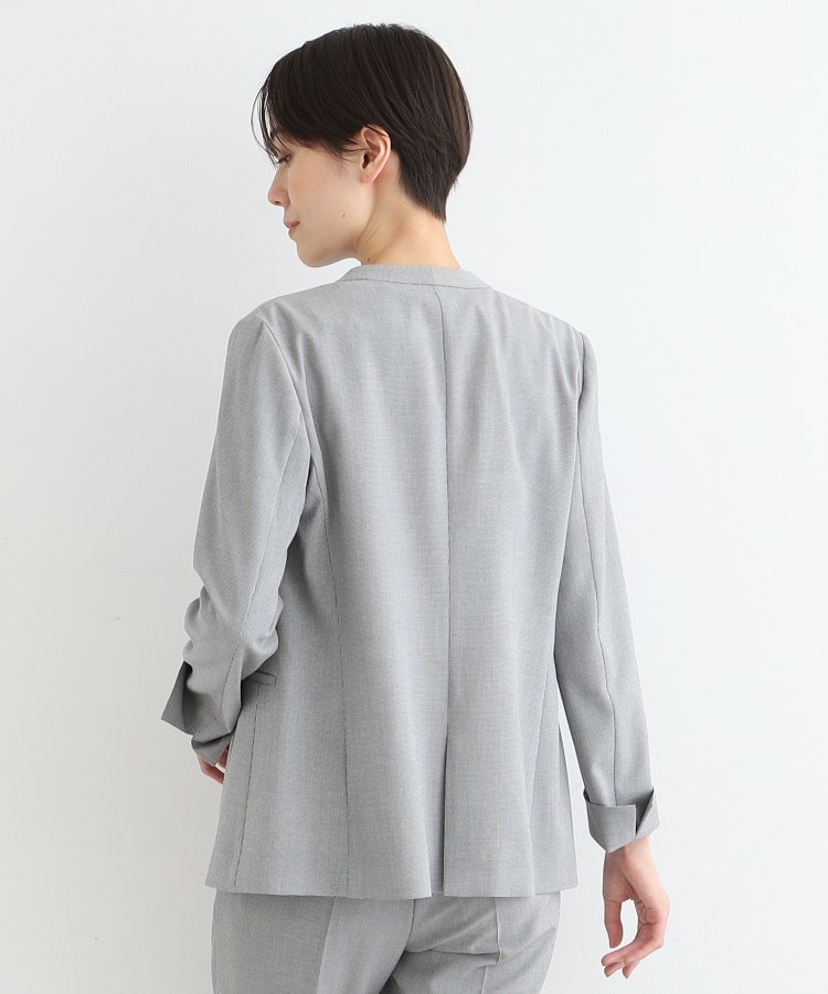 【洗える/UVケア/接触冷感/SETUP可能】千鳥柄ノーカラージャケット 【洗える/UVケア/接触冷感/SETUP可能】千鳥柄ノーカラージャケット
