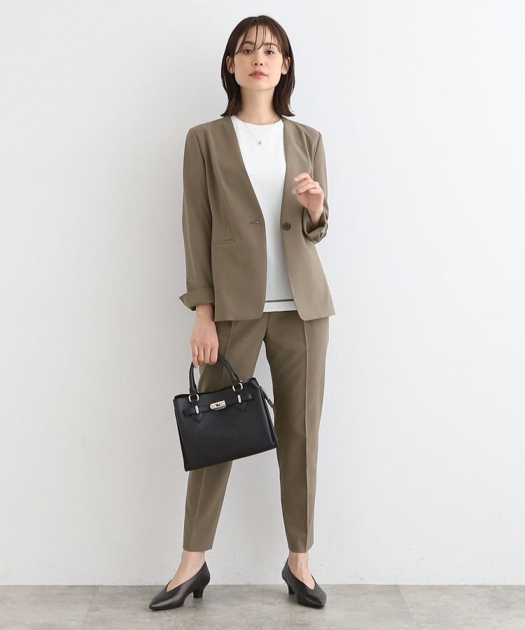洗える/UVケア/接触冷感/SETUP可能】千鳥柄ノーカラー 洗える/UVケア/接触冷感/SETUP可能】千鳥柄ノーカラー
