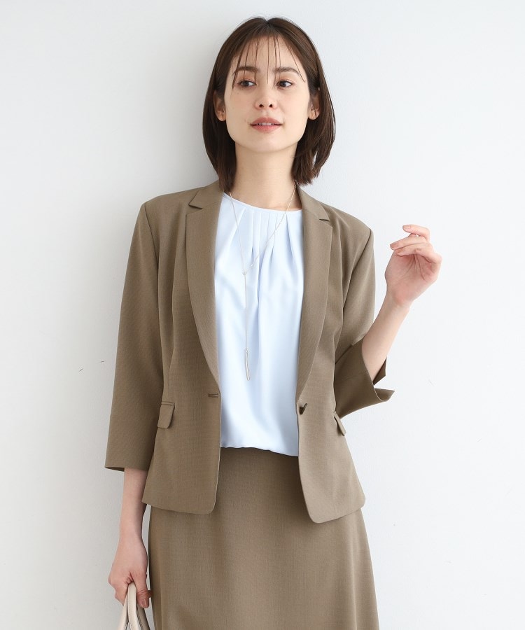 洗える/UVケア/接触冷感/SETUP可能】千鳥柄ショート丈 洗える/UVケア/接触冷感/SETUP可能】千鳥柄ショート丈