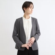 日本製／洗える】トリアセテート混ノーカラージャケット