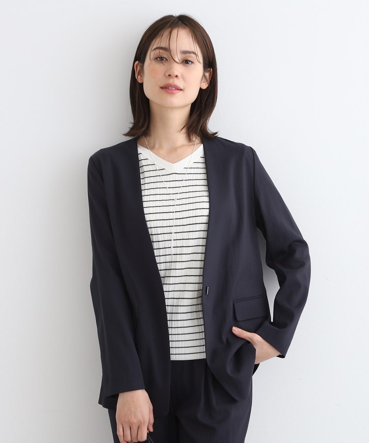 洗える/UVケア/SETUP可能】ノーカラージャケット(ノーカラー 洗える/UVケア/SETUP可能】ノーカラージャケット(ノーカラー