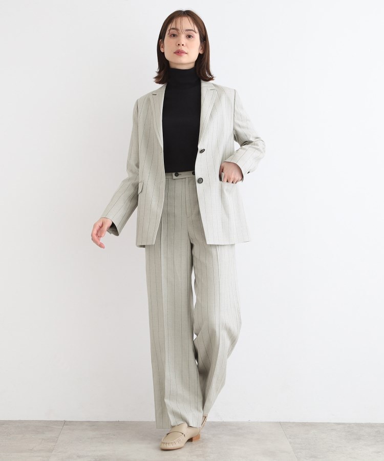 日本製/SETUP可能】ストライプ柄ストレートパンツ(パンツ(単品 日本製/SETUP可能】ストライプ柄ストレートパンツ(パンツ(単品