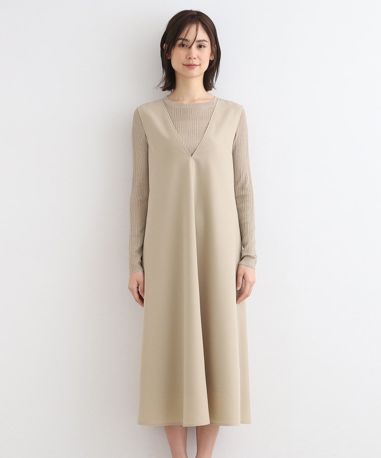 インディヴィ(INDIVI)の【洗える／バックシャン】Vネックロングジャンパードレス14