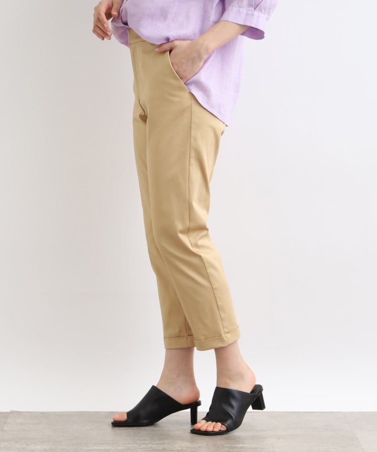 洗える/ウエストゴム】ハイストレッチ クロップドパンツ(6~9 洗える/ウエストゴム】ハイストレッチ クロップドパンツ(6~9