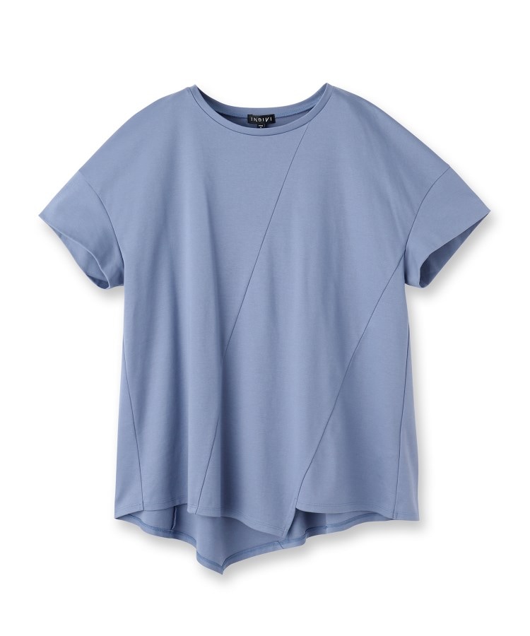 インディヴィ(INDIVI)の【洗える／コットン100％】アシメヘムデザインTシャツ1