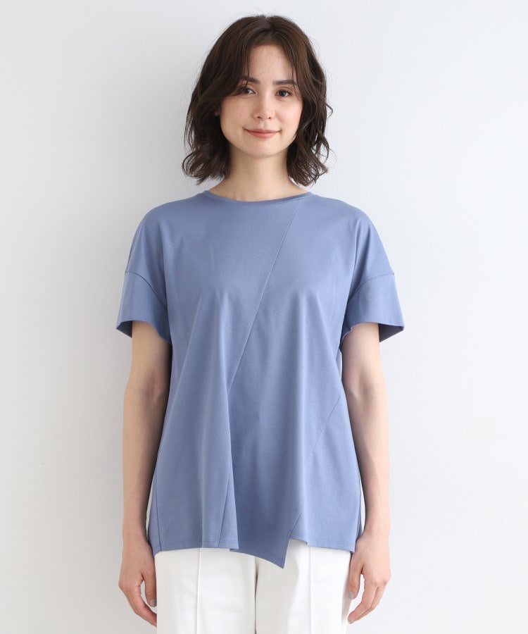 洗える/コットン100%】アシメヘムデザインTシャツ(カットソー 洗える/コットン100%】アシメヘムデザインTシャツ(カットソー