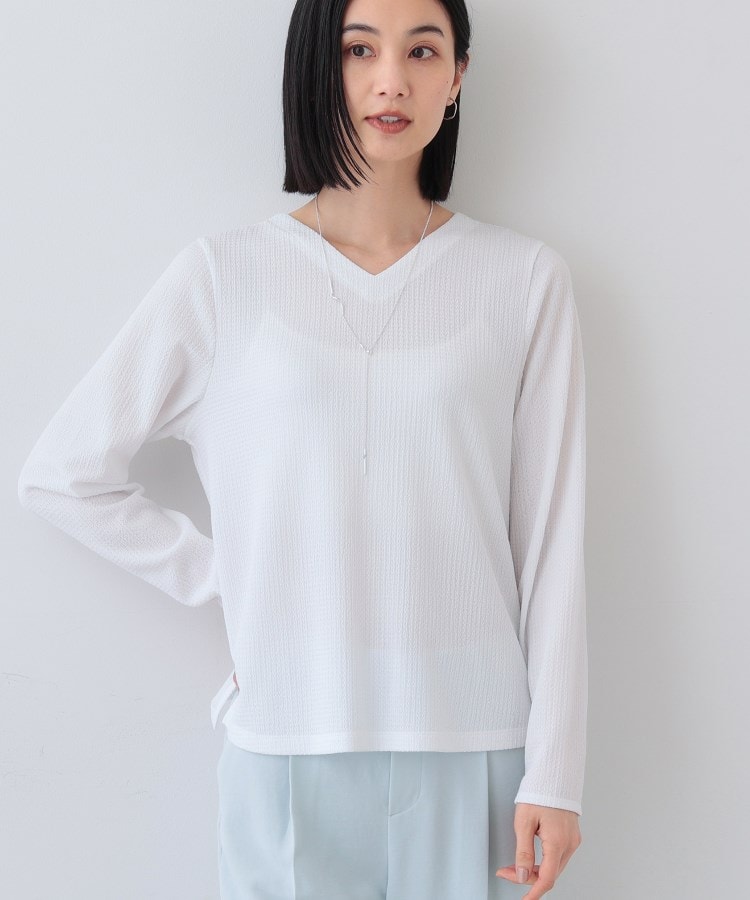 春SALE!【洗える/凹凸素材】Vネックカットソートップス 春SALE!【洗える/凹凸素材】Vネックカットソートップス