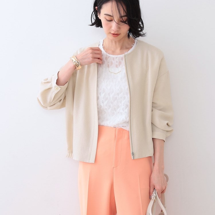 インディヴィ(INDIVI)の春SALE！【洗える】凹凸素材シンプルブルゾン