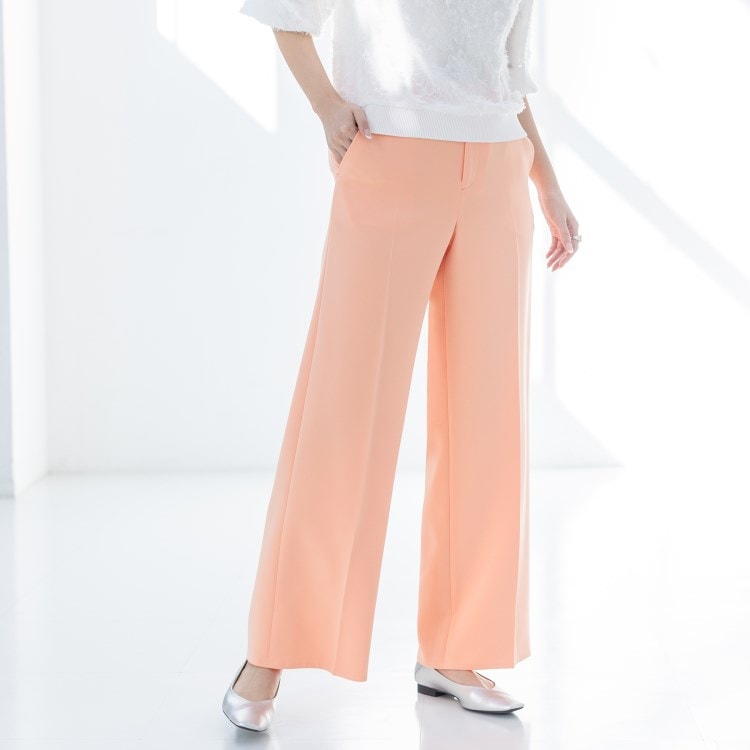 インディヴィ(INDIVI)の春SALE！【復活！褒められパンツ】ストレッチ ワイドパンツ フルレングスパンツ