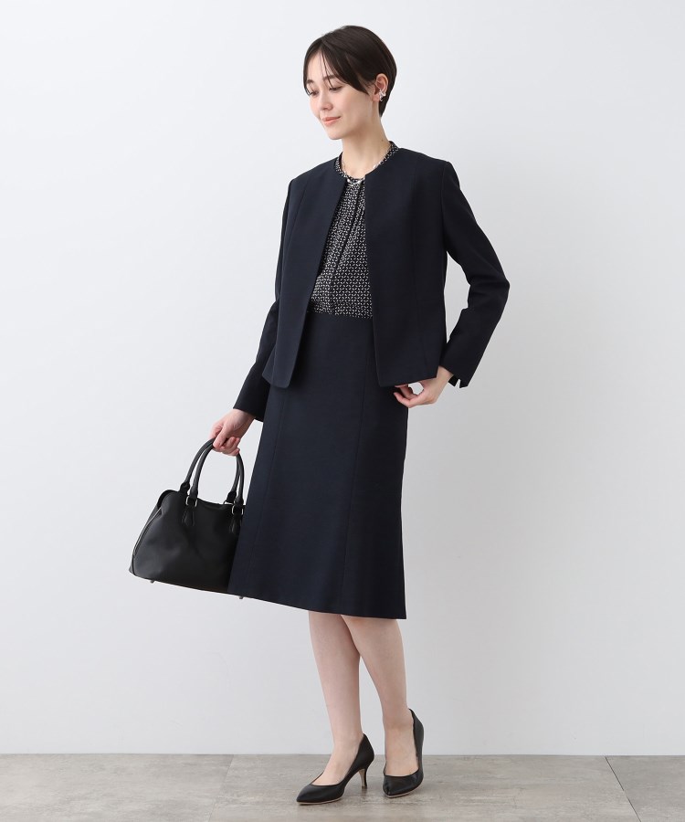 春SALE!【洗える】ストレッチツィードジャケット(ノーカラー 春SALE!【洗える】ストレッチツィードジャケット(ノーカラー