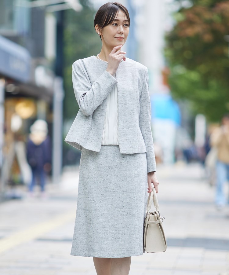 春SALE!【洗える】ストレッチツィードジャケット(ノーカラー 春SALE!【洗える】ストレッチツィードジャケット(ノーカラー