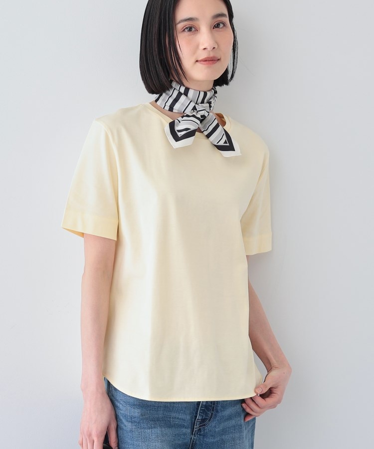 インディヴィ(INDIVI)の【洗える】シンプルきれいめ無地Tシャツ イエロー(031)