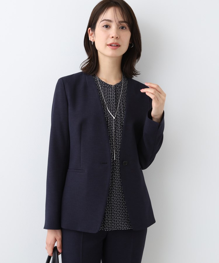 春SALE!【洗える/スーツ】ノーカラージャケット(ジャケット 春SALE!【洗える/スーツ】ノーカラージャケット(ジャケット