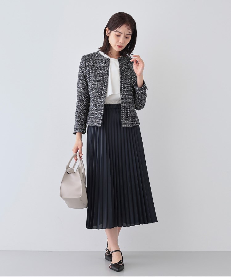 春SALE！【華やか】ファンシーツイードジャケット（ノーカラー