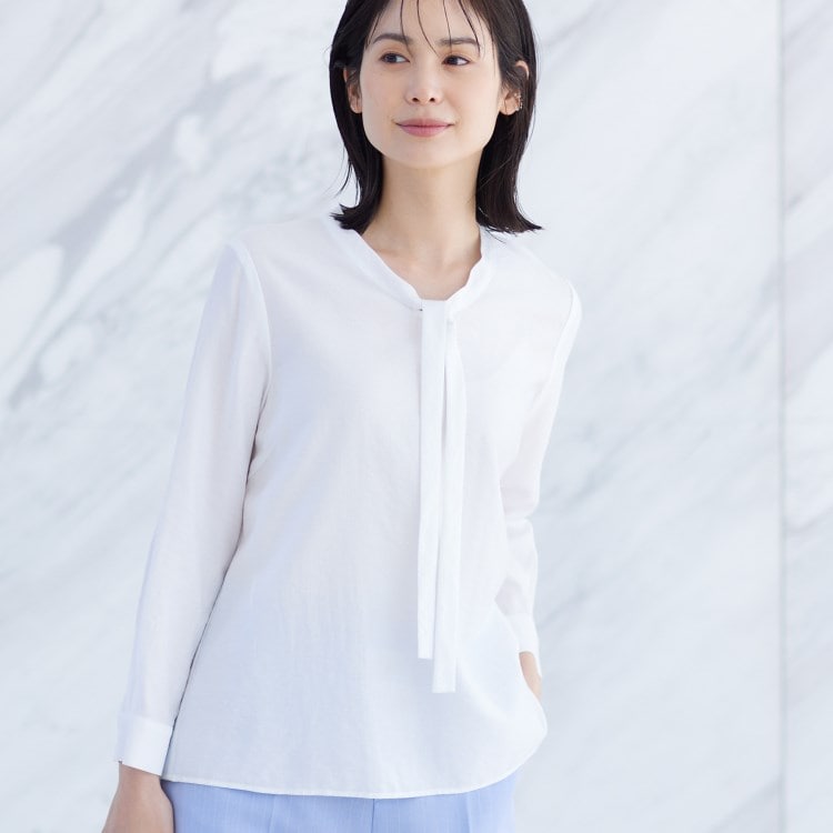 インディヴィ(INDIVI)の春SALE！【洗える】ストライプドビー ボウタイブラウス シャツ・ブラウス