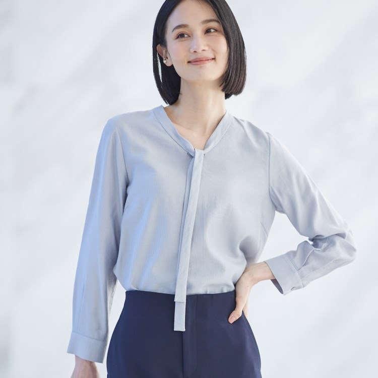 インディヴィ(INDIVI)の春SALE！【洗える】ストライプドビー ボウタイブラウス シャツ・ブラウス