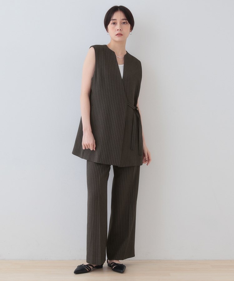 インディヴィ(INDIVI)の【こなれSETUP／ストライプ柄】リネンライクジレジャケット23