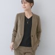 インディヴィ(INDIVI)の【洗える／夏スーツ】ミニ千鳥柄ノーカラージャケット モカブラウン(642)