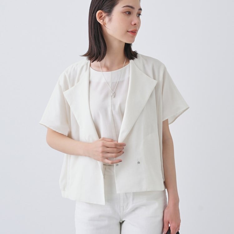 インディヴィ(INDIVI)の春SALE！【通気性◎撥水／接触冷感／UVケア】フレンチスリーブ ブラウスライクジャケット テーラードジャケット