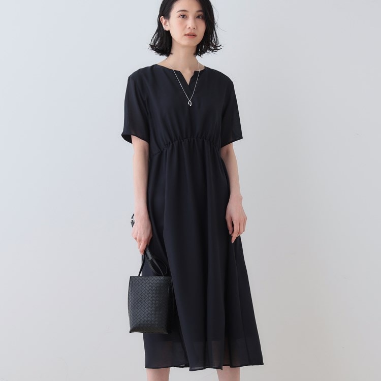 インディヴィ(INDIVI)の【洗える／エアリー】ハイウエストワンピース マキシ・ロングワンピース