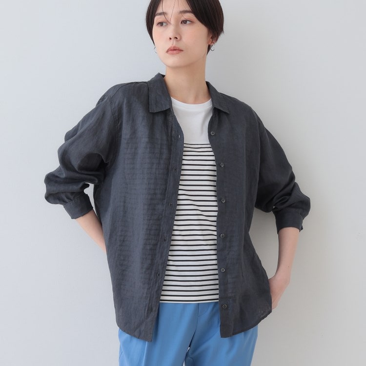 インディヴィ(INDIVI)の【毎年人気！／フレンチリネン】ベーシックシャツ シャツ・ブラウス