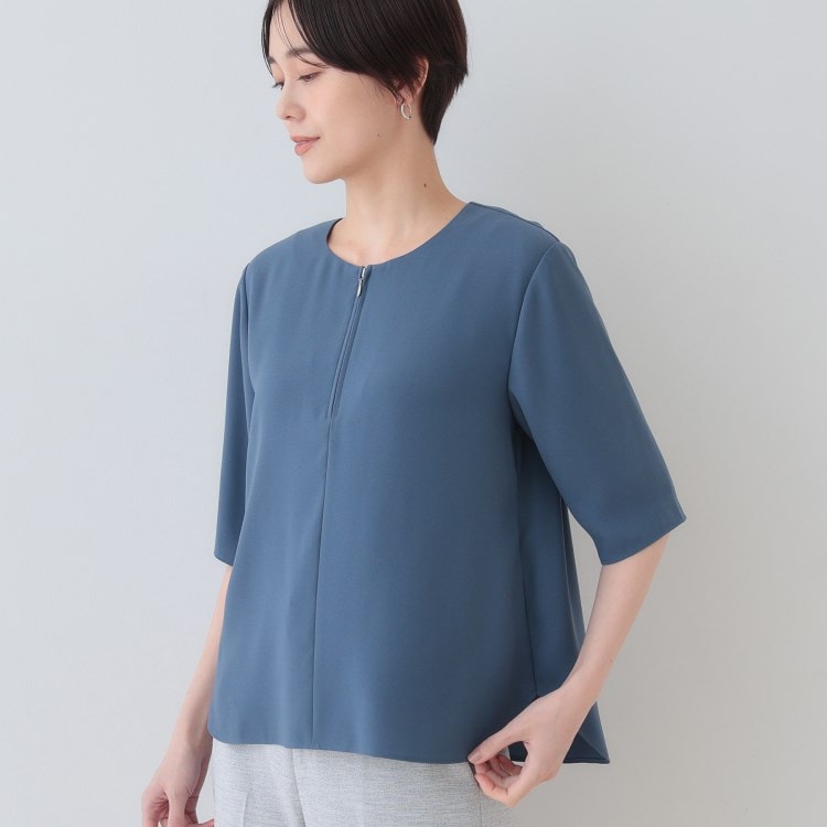 インディヴィ(INDIVI)の【洗える】ハーフジップデザインブラウス シャツ・ブラウス