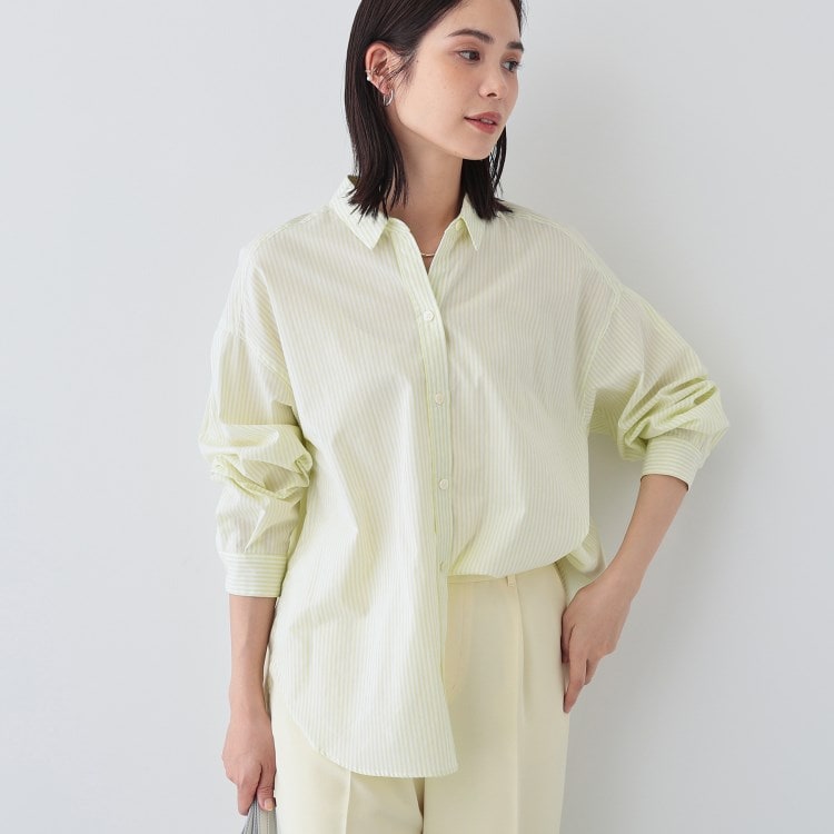 インディヴィ(INDIVI)の春SALE！【UVケア／カラーストライプ柄】袖コンシャスシャツ シャツ・ブラウス