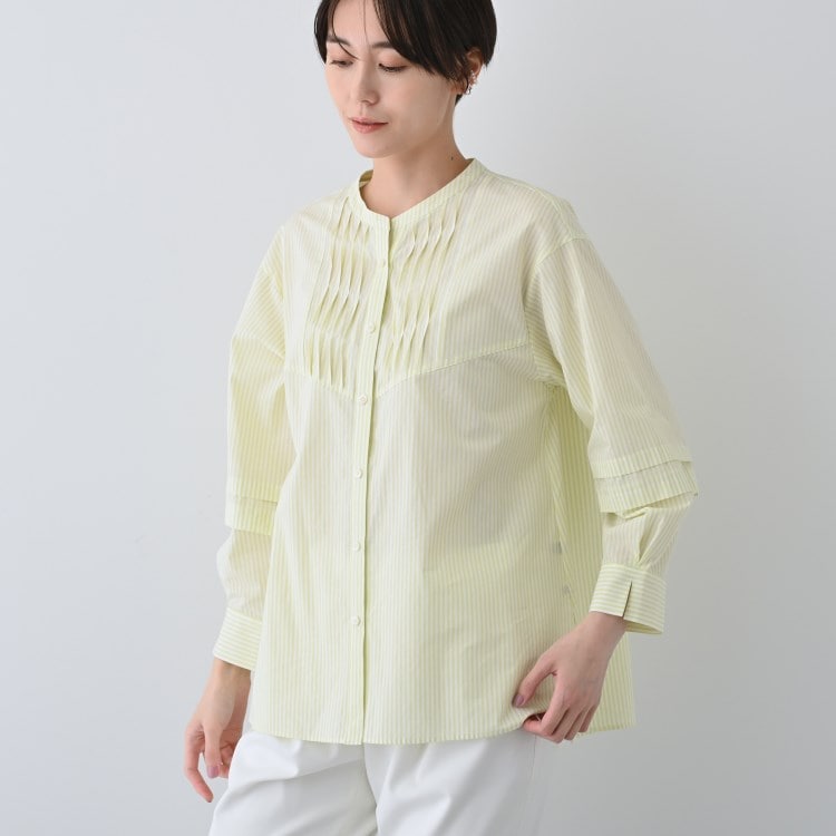 インディヴィ(INDIVI)の春SALE！【UVケア／カラーストライプ柄】タックデザインブラウス シャツ・ブラウス