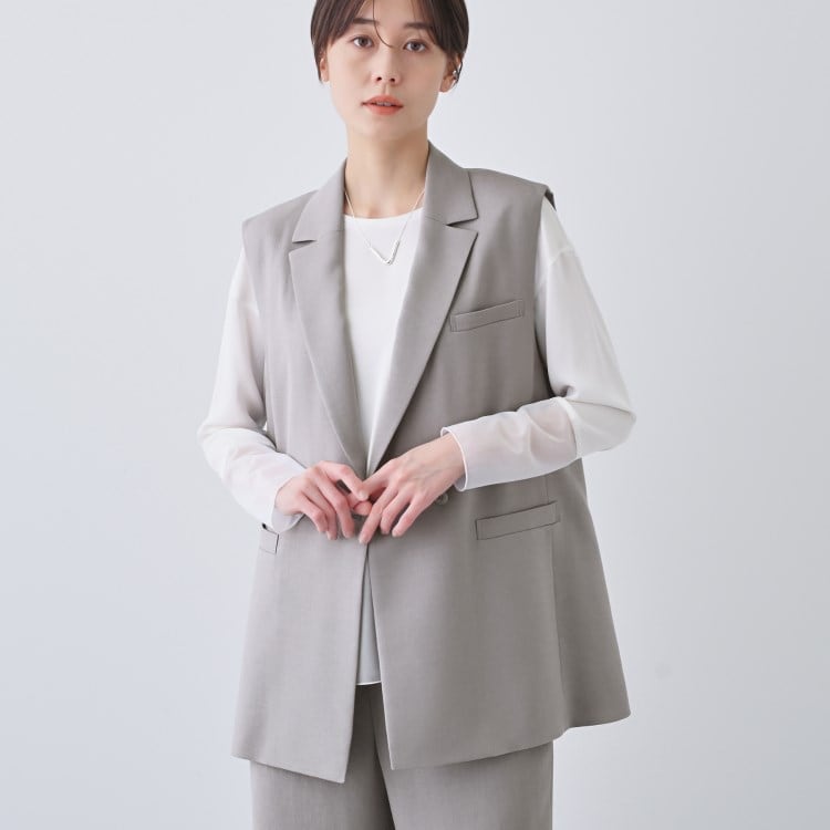 インディヴィ ヴァイ(INDIVI V.A.I)の春SALE！【日本製／トリアセテート】オーバーサイズジレジャケット テーラードジャケット