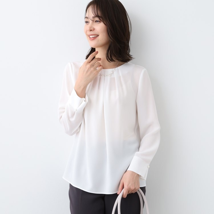 インディヴィ ヴァイ(INDIVI V.A.I)の春SALE！【日本製／トリアセテート混】タックデザインブラウス シャツ・ブラウス