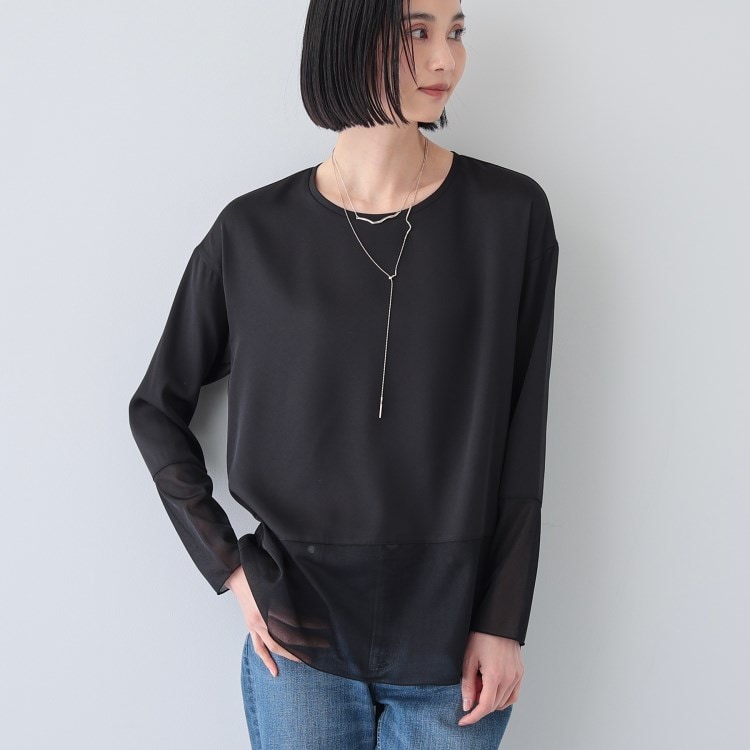 インディヴィ(INDIVI)の春SALE！【洗える】袖＆裾 シアーデザイントップス カットソー