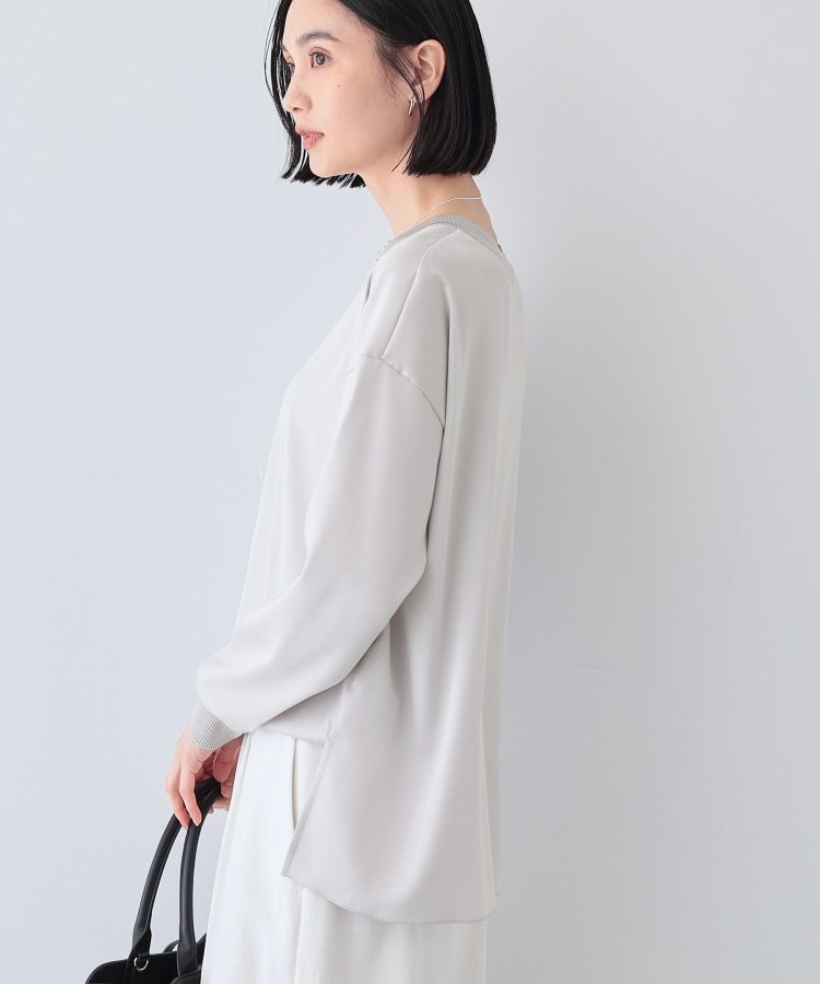 春SALE！【洗える】異素材ドッキングトップス（カットソー