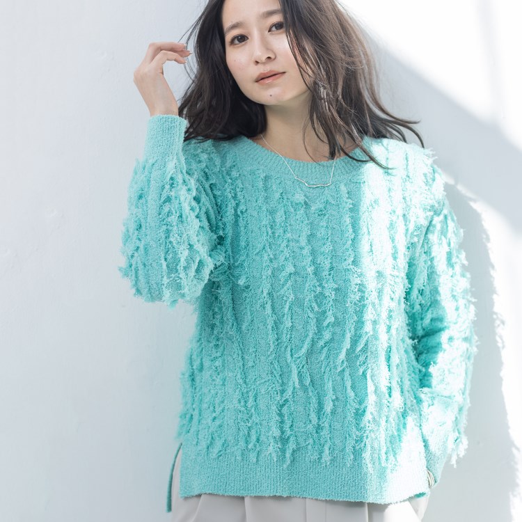 インディヴィ(INDIVI)の春SALE！【洗える】フリンジ ジャカードニット ニット/セーター