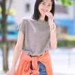インディヴィ(INDIVI)の【和紙混素材】フレンチスリーブミックスカラーニット チャコールグレー(514)