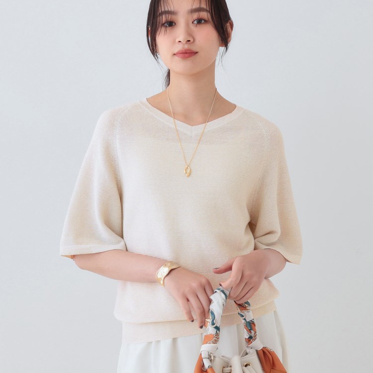 インディヴィ(INDIVI)の新色登場！【上品ラメ素材】フレアスリーブニット ニット/セーター