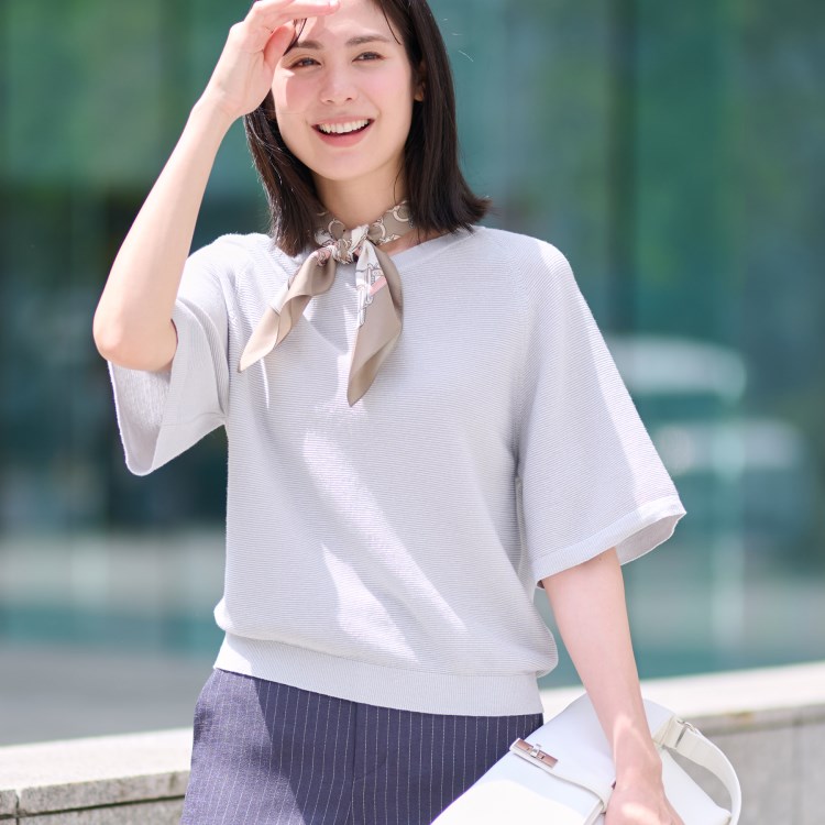 インディヴィ(INDIVI)の新色登場！【上品ラメ素材】フレアスリーブニット ニット/セーター