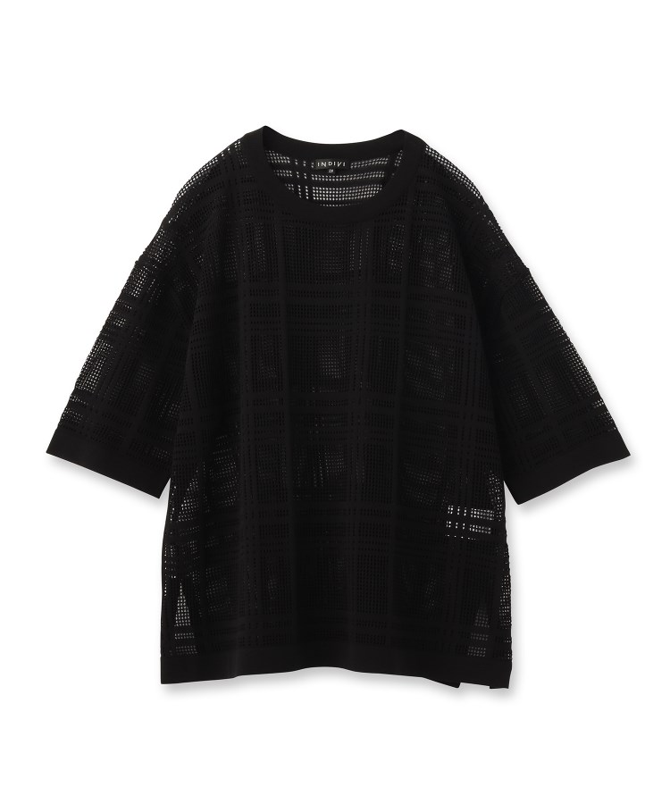 インディヴィ(INDIVI)の春SALE！【洗える】メッシュチェック柄ニット1