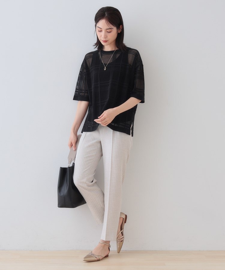 インディヴィ(INDIVI)の春SALE！【洗える】メッシュチェック柄ニット8