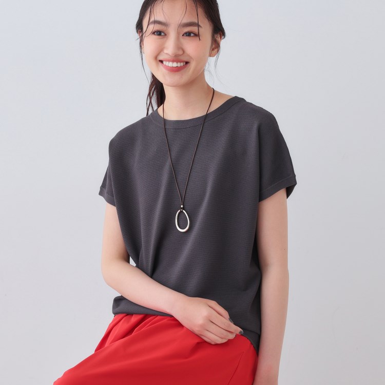 インディヴィ(INDIVI)の新色登場！【洗える／清涼感】レーヨンストレッチ フレンチスリーブニット ニット/セーター