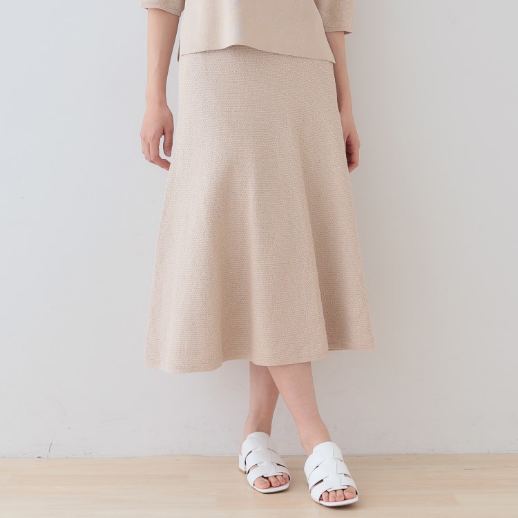 インディヴィ(INDIVI)の春SALE！【洗える／和紙混素材／SETUP可能】フレアスカート ミモレスカート
