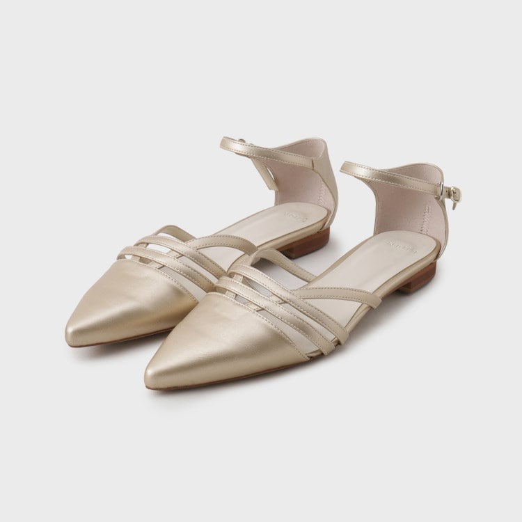インディヴィ(INDIVI)の春SALE！【合皮】クロスストラップ フラットサンダル サンダル・ミュール