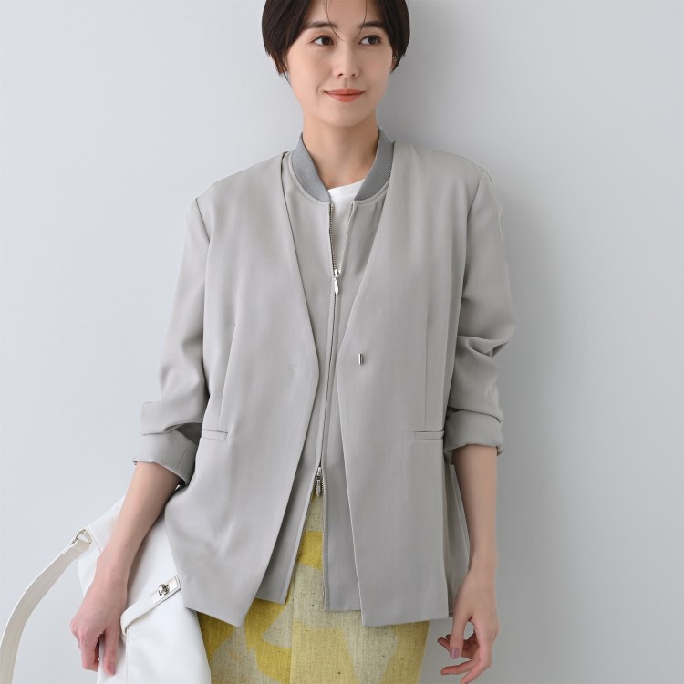 インディヴィ(INDIVI)の春SALE！【洗える／バックシャン】ハンサムノーカラージャケット ノーカラージャケット
