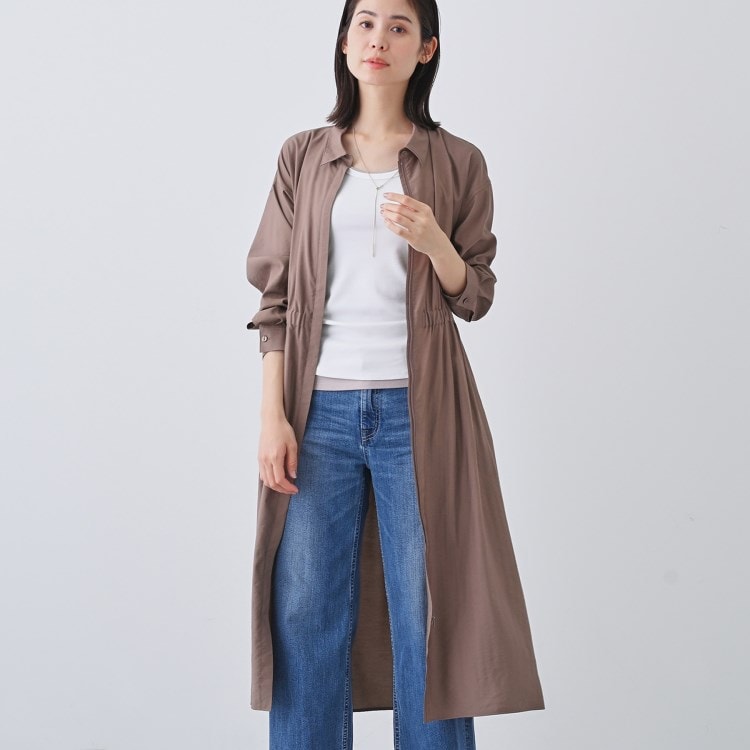 インディヴィ(INDIVI)の春SALE！【洗える／2WAY】ワッシャー素材シャツ羽織りワンピース マキシ・ロングワンピース