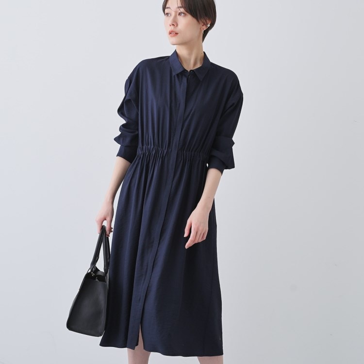 インディヴィ(INDIVI)の春SALE！【洗える／2WAY】ワッシャー素材シャツ羽織りワンピース