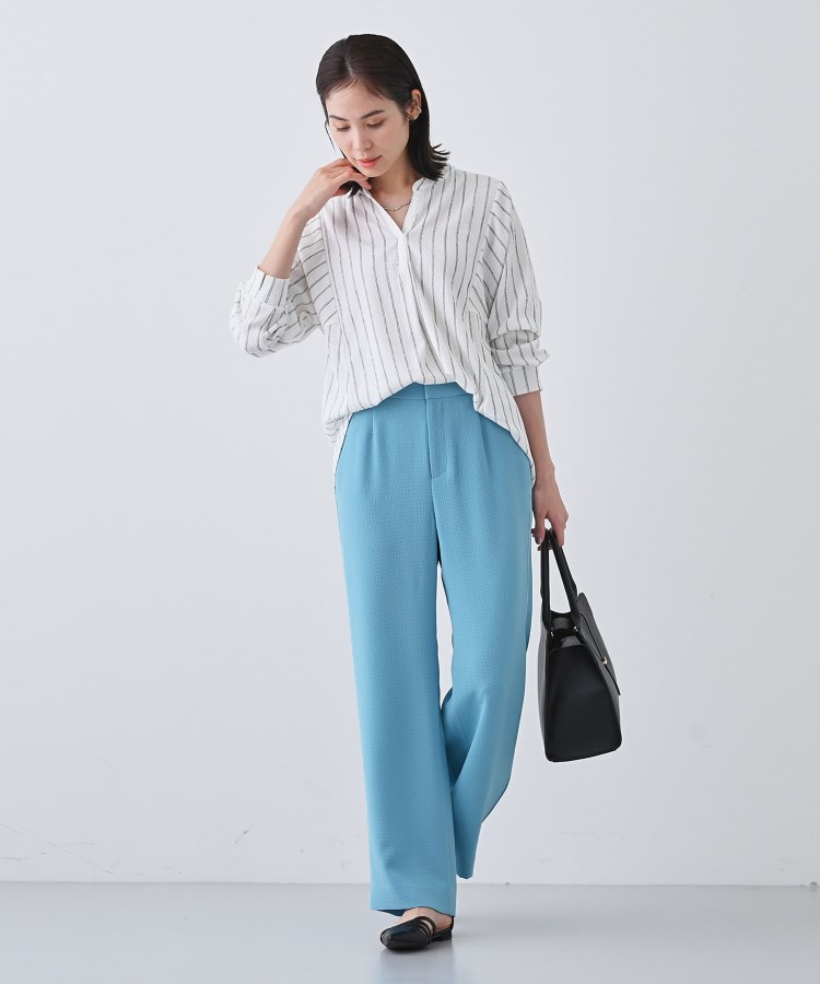 インディヴィ(INDIVI)の春SALE！【洗える】サイドライン ストレートパンツ12