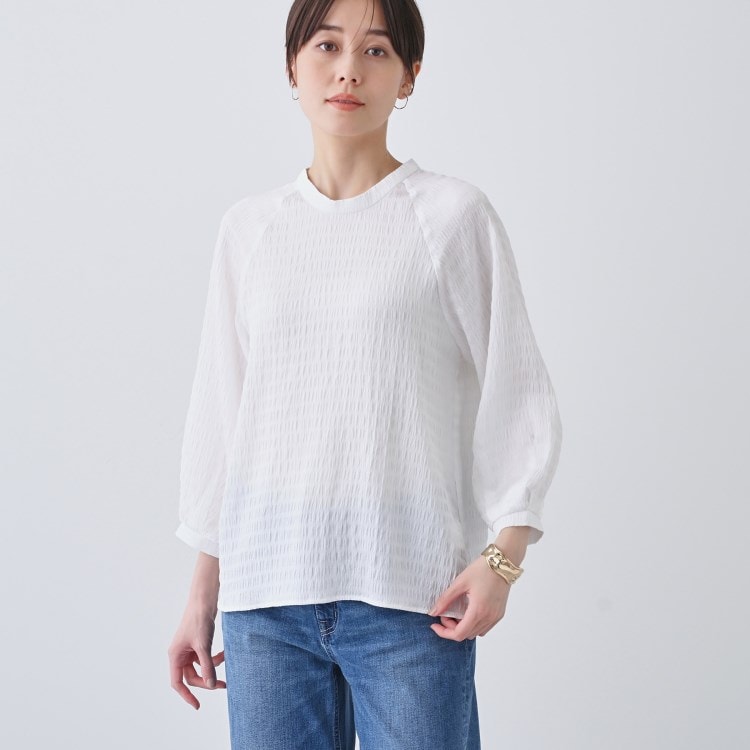 インディヴィ(INDIVI)の春SALE！【洗える】シャーリング風ラグランスリーブブラウス シャツ・ブラウス