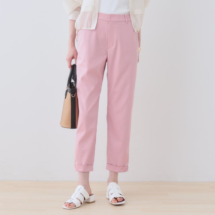 インディヴィ(INDIVI)の【洗える／高ストレッチ】クロップド丈サテンテーパードパンツ 6～9分丈パンツ