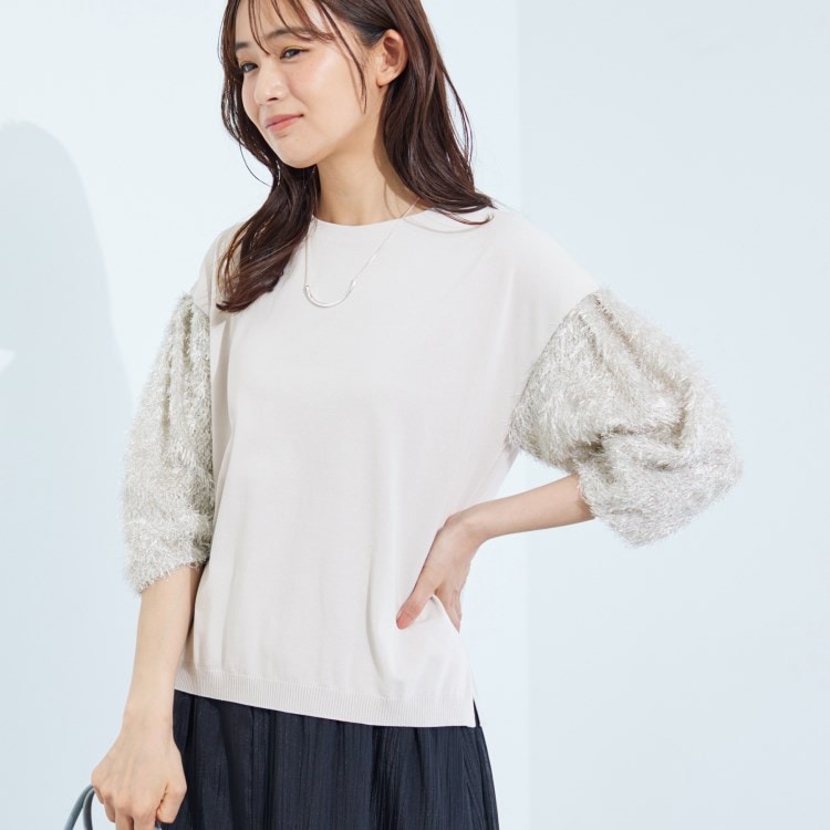 インディヴィ(INDIVI)の【洗える】フリンジジャカードニット ニット/セーター